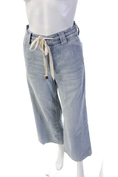 Joes Jeans Womens Cropped Paperbag Pants Light Blue Drawstring Size 24