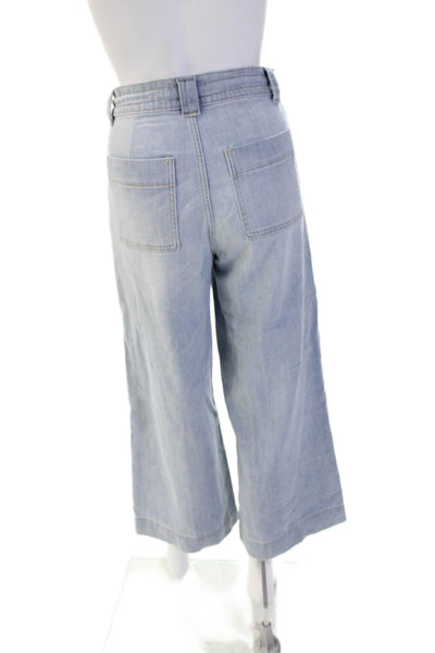 Joes Jeans Womens Cropped Paperbag Pants Light Blue Drawstring Size 24