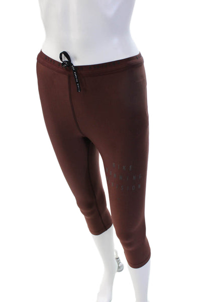 Nike Unisex Capri Leggings Brown Drawstring Sports Size XS