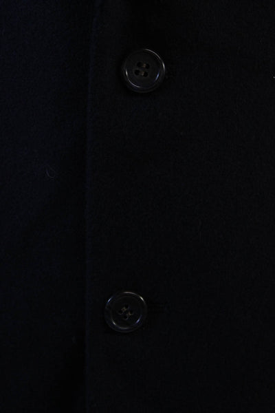 Bill Blass Mens Dark Blue Camel Hair Blazer Button Collared Long Sleeve Size 41