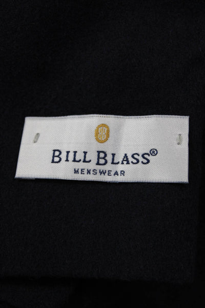 Bill Blass Mens Dark Blue Camel Hair Blazer Button Collared Long Sleeve Size 41