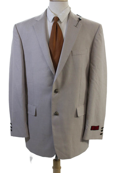 Wall Street Mens Beige Cotton Suit Jacket Long Sleeve Size 42