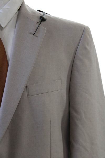 Wall Street Mens Beige Cotton Suit Jacket Long Sleeve Size 42