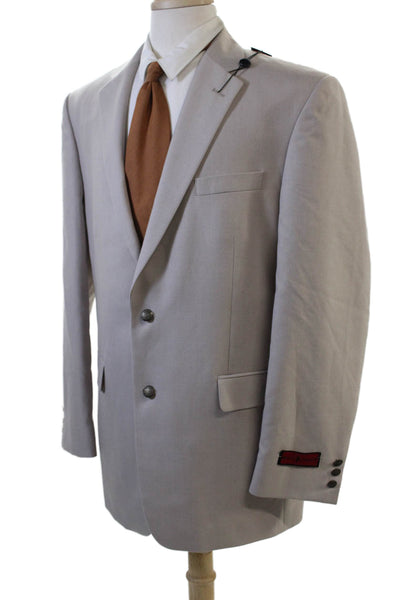 Wall Street Mens Beige Cotton Suit Jacket Long Sleeve Size 42