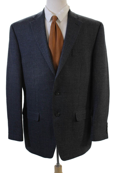 Chaps Mens Suit Jacket Dark Gray 100% Wool Button Classic Long Sleeve Size 42