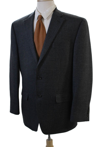 Chaps Mens Suit Jacket Dark Gray 100% Wool Button Classic Long Sleeve Size 42