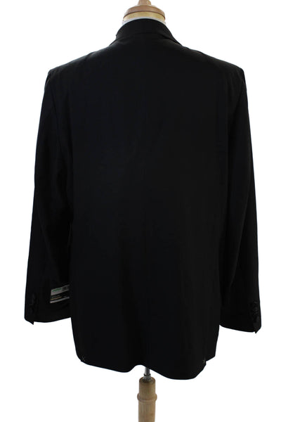 Haggar Mens Tuxedo Suit Jacket Black Button Collared Size 46