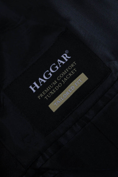 Haggar Mens Tuxedo Suit Jacket Black Button Collared Size 46