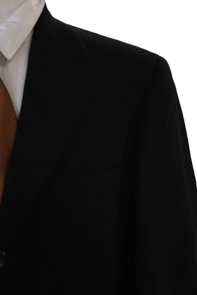Bill Blass Mens Classic Camel Hair Black Blazer Button Long Sleeve Size 41