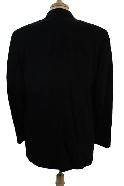 Bill Blass Mens Classic Camel Hair Black Blazer Button Long Sleeve Size 41