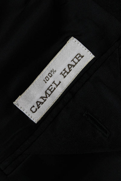 Bill Blass Mens Classic Camel Hair Black Blazer Button Long Sleeve Size 41