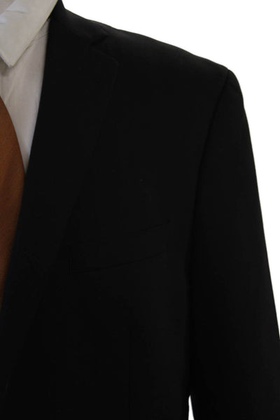 Calvin Klein Mens Black Wool Suit Jacket Collared Solid Button Size 42