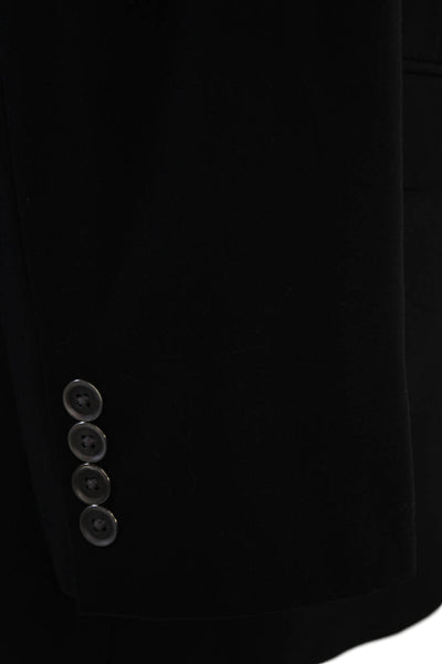 Calvin Klein Mens Black Wool Suit Jacket Collared Solid Button Size 42
