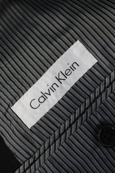 Calvin Klein Mens Black Wool Suit Jacket Collared Solid Button Size 42