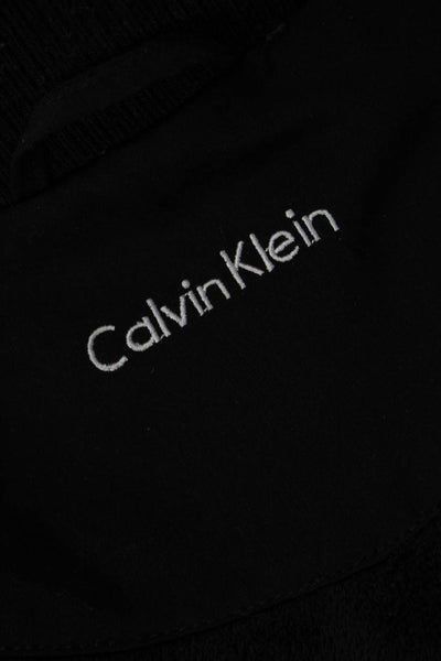 Calvin Klein Womens Quilted Black Argyle Coat Collared Long Sleeve Size M