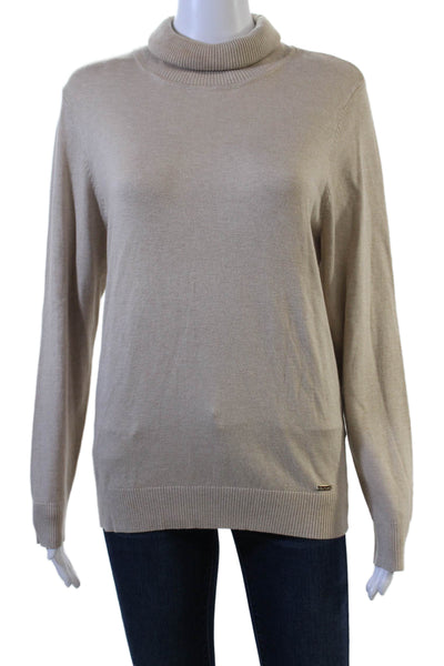 Calvin Klein Unisex Beige Mock Neck Pullover Sweater Long Sleeve Size L