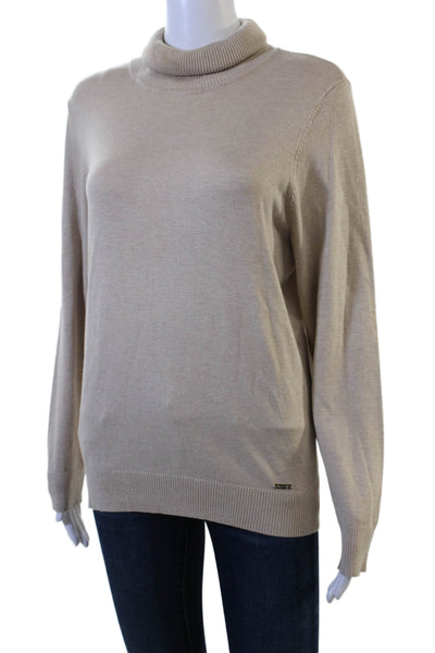 Calvin Klein Unisex Beige Mock Neck Pullover Sweater Long Sleeve Size L