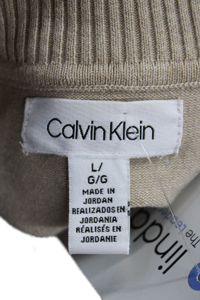 Calvin Klein Unisex Beige Mock Neck Pullover Sweater Long Sleeve Size L