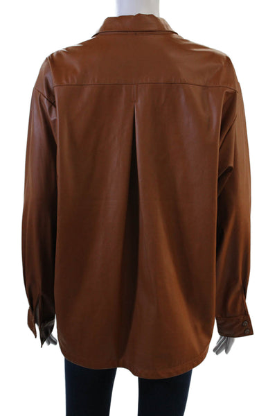 Anthropologie Women Brown Collared Button Long Sleeve Basic Blouse Size M