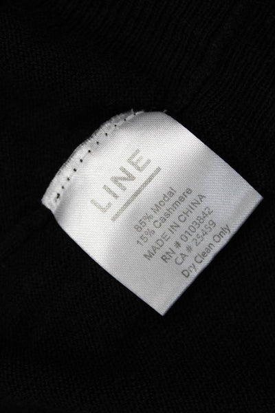 Line Unisex Pullover Sweater Black V Neck Long Sleeve Modal Cashmere Size M