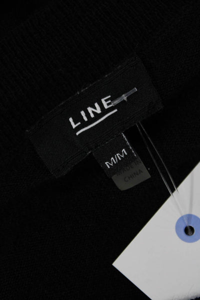 Line Unisex Pullover Sweater Black V Neck Long Sleeve Modal Cashmere Size M