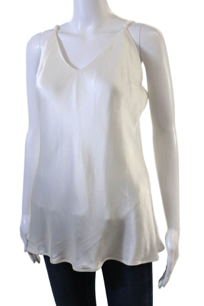 Gold Hawk Womens White V Neck Sleeveless Camisole 100% Polyester Size L
