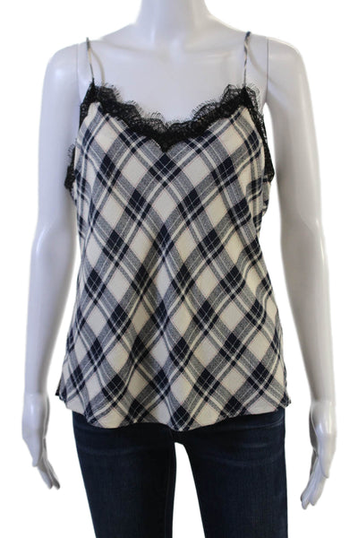 Veronica Beard Womens Camisole V-Neck Black Plaid Viscose 90s Size 8