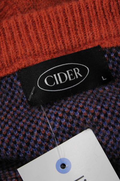 Cider Unisex Sweater Vest V-Neck Floral Orange Poly Blend Size L