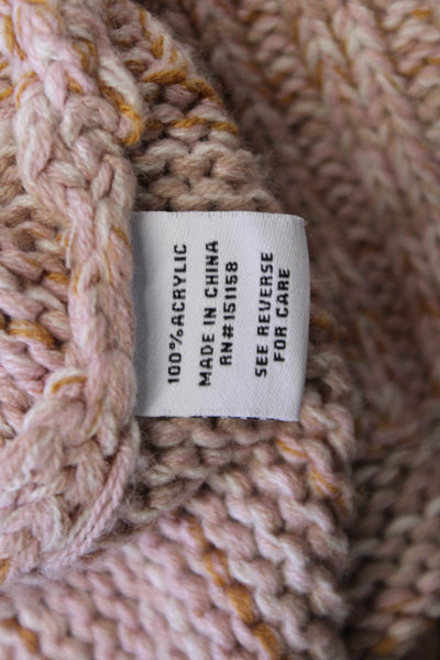 525 Unisex Pullover Sweater Beige Striped Mock Neck Long Sleeve Acrylic Size S