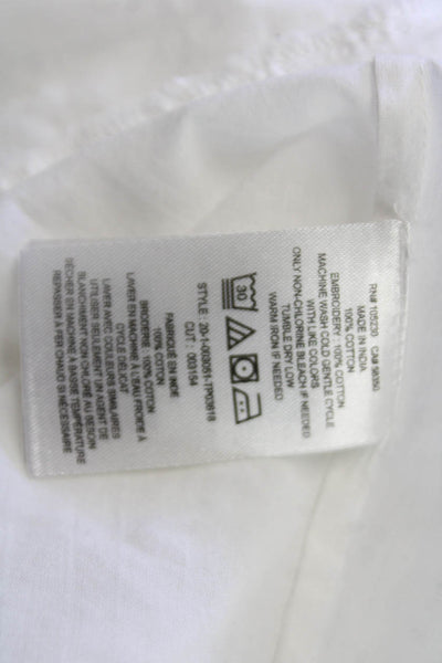Joie Womens White Cotton High Neck Short Sleeve Boho Blouse Size S