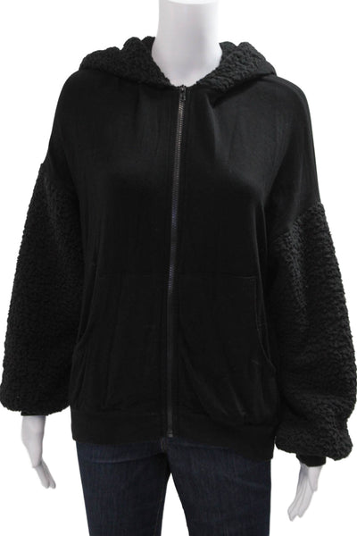 Michael Lauren Womens Black Collared Button Jacket Long Sleeve Size XS