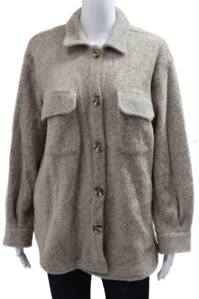 Z Supply Women Classic Collared Button Beige Long Sleeve Jacket Size XS