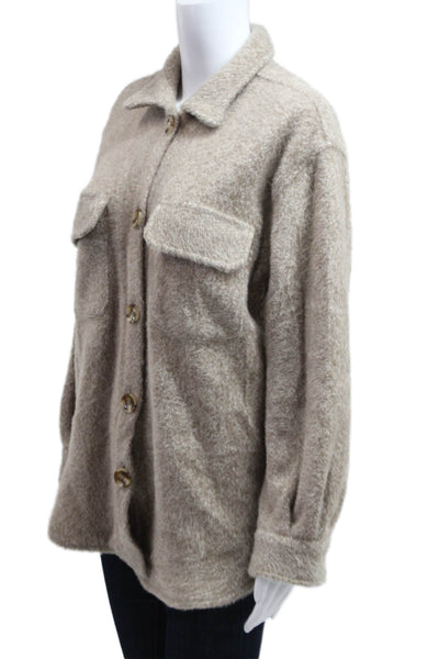 Z Supply Women Classic Collared Button Beige Long Sleeve Jacket Size XS