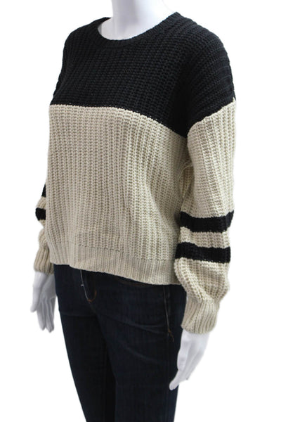 Z Supply Unisex Beige Striped Pullover Sweater Long Sleeve Crew Neck Size 34