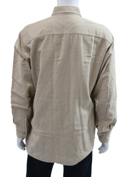 Zegna Sport Mens Long Sleeve Collared Button Front Shirt Brown Cotton Size XL