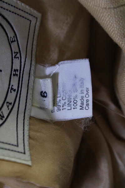 Wathne Women Military Jacket Beige Linen Long Sleeve Size 6