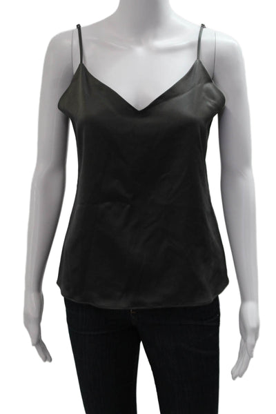 L'Agence Womens Camisole Black V-Neck Zip Designer Size S