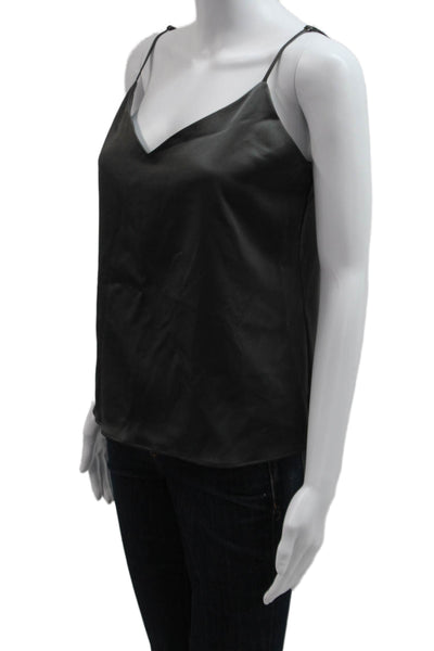 L'Agence Womens Camisole Black V-Neck Zip Designer Size S