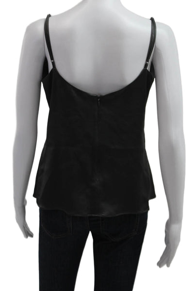 L'Agence Womens Camisole Black V-Neck Zip Designer Size S