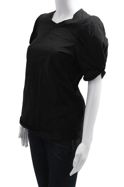 A.L.C. Women Basic Black T-Shirt Crew Neck Short Sleeve Designer Size M