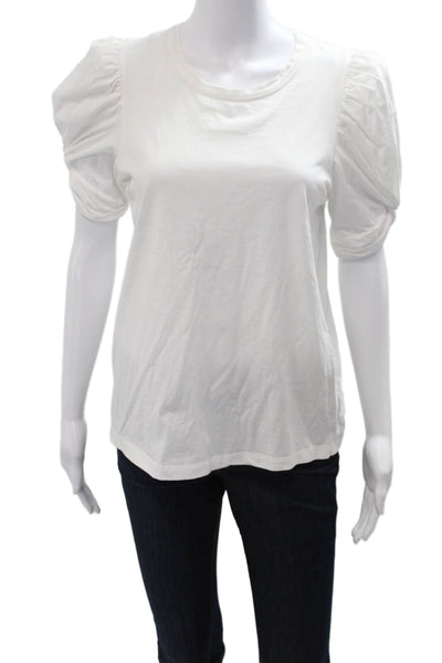A.L.C. Womens Basic White Cotton Crew Neck Short Sleeve T-Shirt Size M