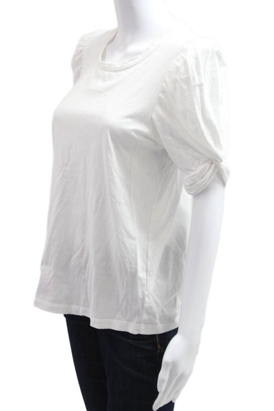 A.L.C. Womens Basic White Cotton Crew Neck Short Sleeve T-Shirt Size M