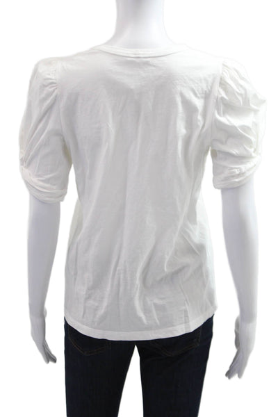 A.L.C. Womens Basic White Cotton Crew Neck Short Sleeve T-Shirt Size M