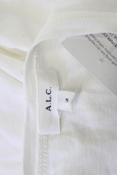 A.L.C. Womens Basic White Cotton Crew Neck Short Sleeve T-Shirt Size M