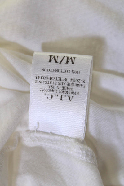 A.L.C. Womens Basic White Cotton Crew Neck Short Sleeve T-Shirt Size M