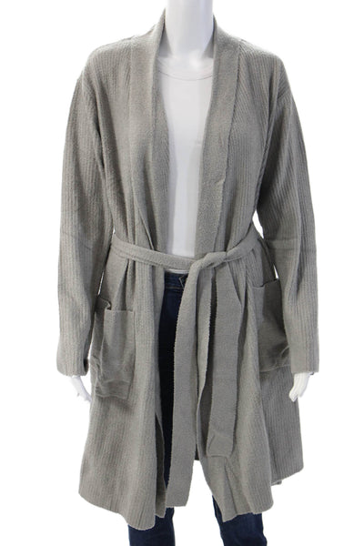 Edit Women Cardigan Gray V Neck Long Sleeve Polyester Size One Size