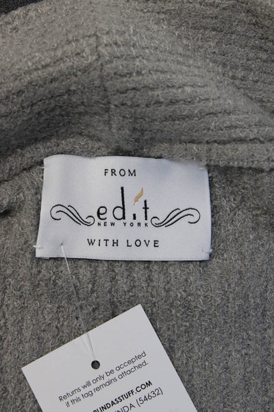 Edit Women Cardigan Gray V Neck Long Sleeve Polyester Size One Size