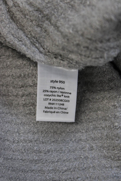 Edit Women Cardigan Gray V Neck Long Sleeve Polyester Size One Size