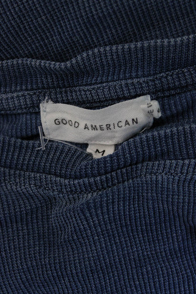 Good American Womens Basic Blue Crew Neck Short Sleeve T-Shirt Size M