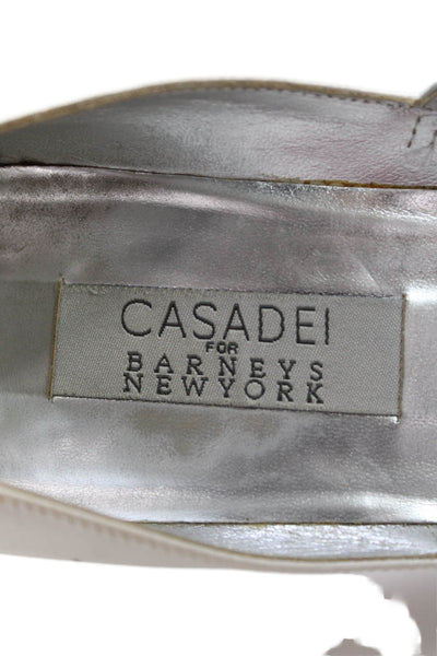 Casadei Womens Slip On Block Heel Pointed Toe Satin Pumps White Size 10B